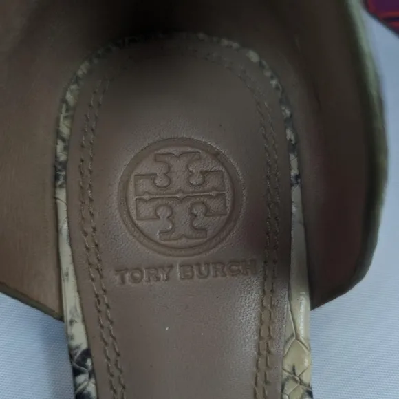 Tory Burch Snakeskin Print Savannah Flat Sandal