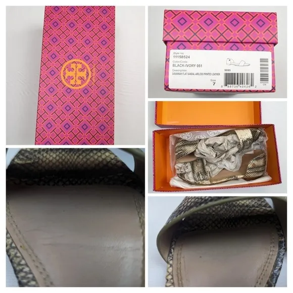 Tory Burch Snakeskin Print Savannah Flat Sandal