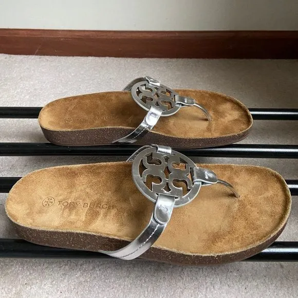 TORY BURCH Women Miller Cloud Goatskin Leather Logo Sandals - NEW NWOB
