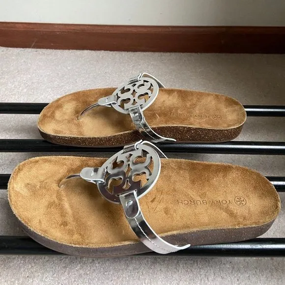 TORY BURCH Women Miller Cloud Goatskin Leather Logo Sandals - NEW NWOB