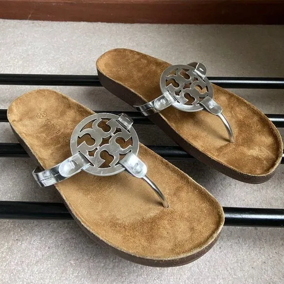 TORY BURCH Women Miller Cloud Goatskin Leather Logo Sandals - NEW NWOB