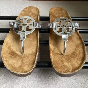 TORY BURCH Women Miller Cloud Goatskin Leather Logo Sandals - NEW NWOB