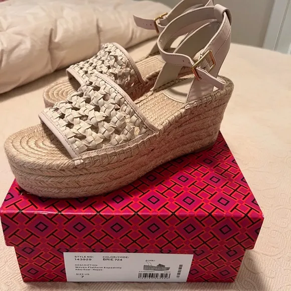 Tory Burch Women's Cream Espadrille Wedge Sandals