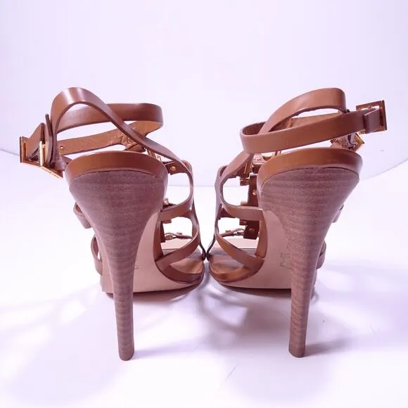 Tory Burch Women's Francesca Gladiator High Pumps Heels Sz 7 NIB 425 Tan
