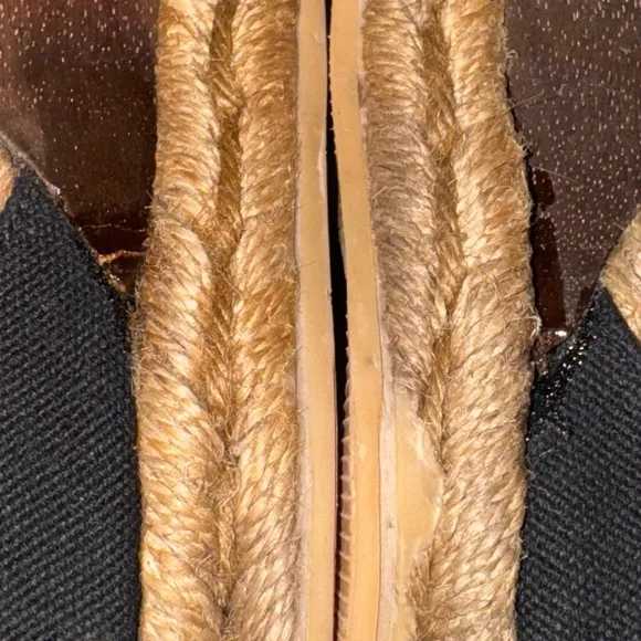 Tory Burch Wooden Rafia Espadrille Wedge Sandals &amp; Shoe Bag Size 9