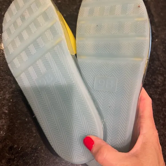 Tory Burch Yellow and Blue Bubble Jelly Sandals