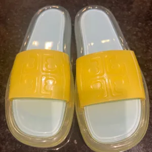 Tory Burch Yellow and Blue Bubble Jelly Sandals