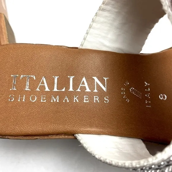 Toscanella Women Silver Embellished Double Band Wedge Sandals Made In Italy  8