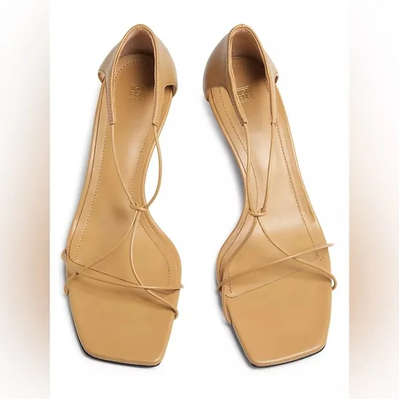TOTEME the Knot Leather Sandals in caramel brown IT 38 US 8 Brand New!