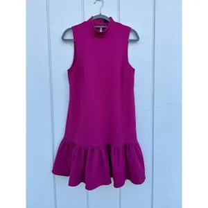 Trina by Trina Turk Pink Purple Mini Dress, Bottom Ruffle, Back Keyhole Cut Out