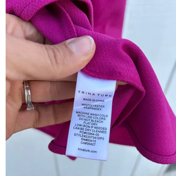 Trina by Trina Turk Pink Purple Mini Dress, Bottom Ruffle, Back Keyhole Cut Out