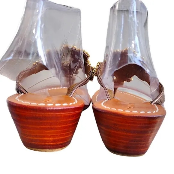 TRINA TURK 'Argentina' Leather Sandals, Size 10, Natural Shells &amp; Rhinestones