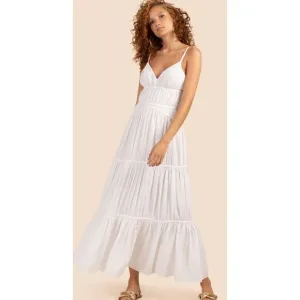Trina Turk GEMMA DRESS White Tiered Maxi Sun Dress Size 12 Nwt
