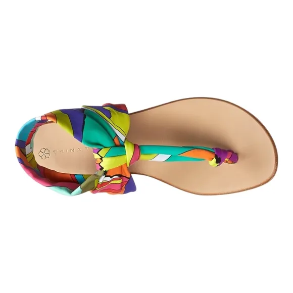 Trina Turk Titus Swim Sandal Multi Colored Abstract Print Gladiator Size 7 New
