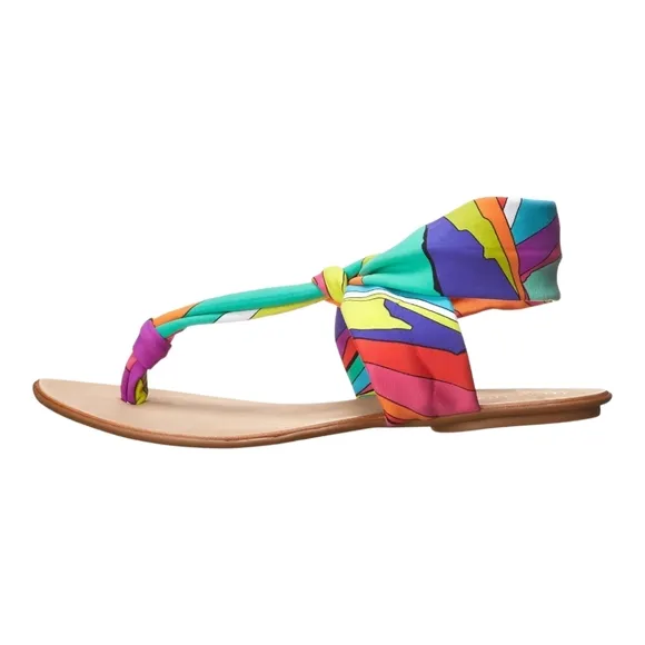 Trina Turk Titus Swim Sandal Multi Colored Abstract Print Gladiator Size 7 New