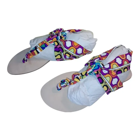 Trina Turk Titus Swim Sandal Multi Colored Abstract Print Gladiator Size 7 New