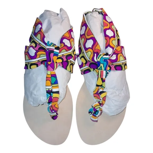 Trina Turk Titus Swim Sandal Multi Colored Abstract Print Gladiator Size 7 New