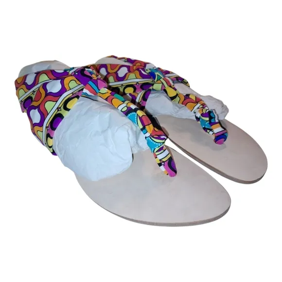Trina Turk Titus Swim Sandal Multi Colored Abstract Print Gladiator Size 7 New