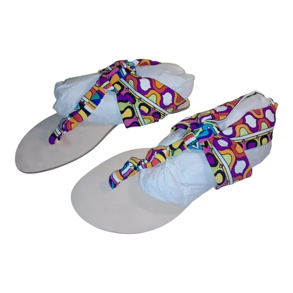 Trina Turk Titus Swim Sandal Multi Colored Abstract Print Gladiator Size 7 New
