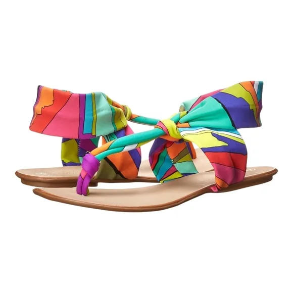 Trina Turk Titus Swim Sandal Multi Colored Abstract Print Gladiator Size 7 New