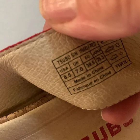 TSUBO Red Suede Cork Wedge Sandals