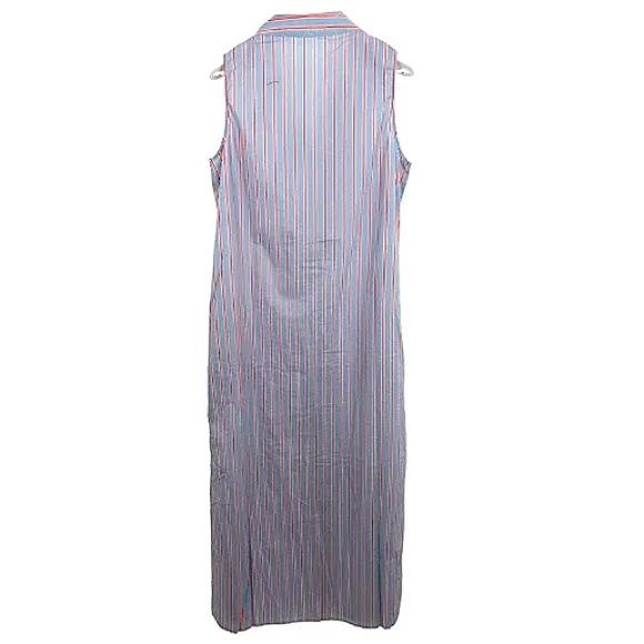 TUCKERKNUCK Pomander Place Lara Stripe V-Neck Midi/Maxi Pocket Shirtdres…