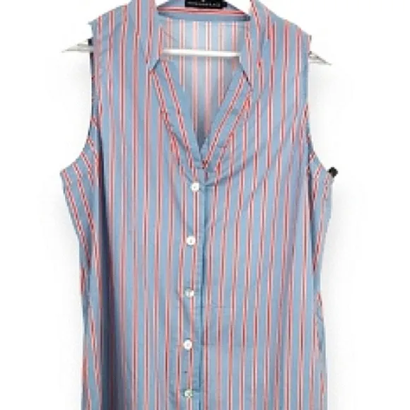 TUCKERKNUCK Pomander Place Lara Stripe V-Neck Midi/Maxi Pocket Shirtdres…