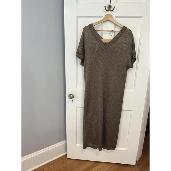 Tuckernuck Bronze Metallic Knit Indie Midi Dress $298 NWT Medium M