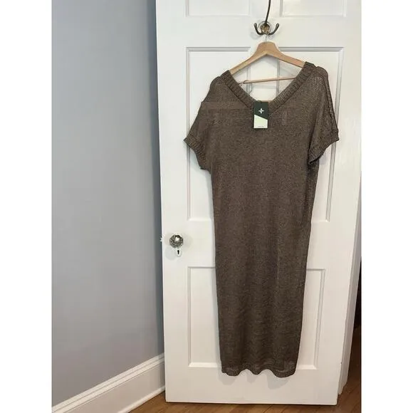 Tuckernuck Bronze Metallic Knit Indie Midi Dress $298 NWT Medium M