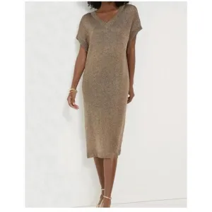 Tuckernuck Bronze Metallic Knit Indie Midi Dress $298 NWT Medium M