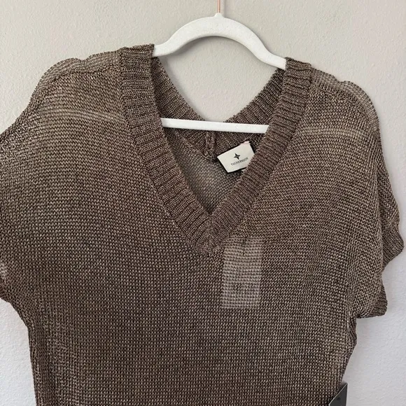 Tuckernuck Brown Metallic Knit Indie Midi Dress