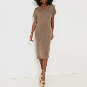 Tuckernuck Brown Metallic Knit Indie Midi Dress