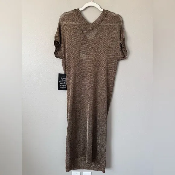 Tuckernuck Brown Metallic Knit Indie Midi Dress