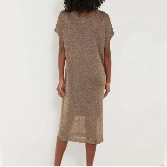 Tuckernuck Brown Metallic Knit Indie Midi Dress
