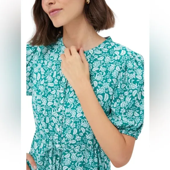 Tuckernuck Hyacinth House Frannie Dress - Green Micro Floral. M. NWT.
