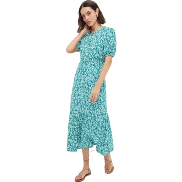 Tuckernuck Hyacinth House Frannie Dress - Green Micro Floral. M. NWT.