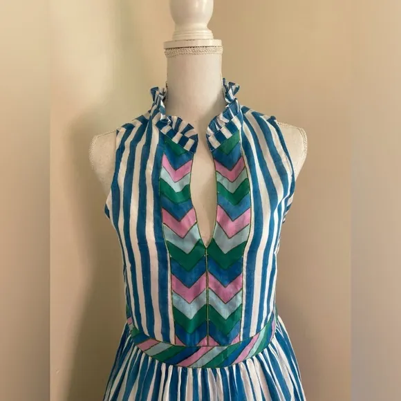 Tuckernuck Oliphant Yoke Dress in Playa Blue Size Small