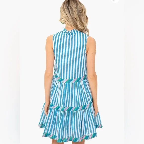Tuckernuck Oliphant Yoke Dress in Playa Blue Size Small