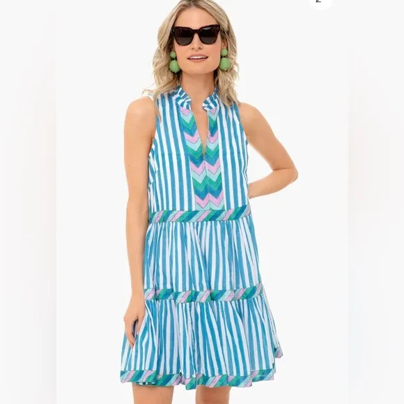 Tuckernuck Oliphant Yoke Dress in Playa Blue Size Small