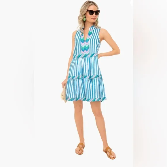 Tuckernuck Oliphant Yoke Dress in Playa Blue Size Small