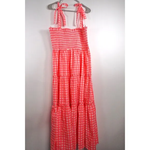 Tuckernuck Pomander Place Electric Pink Gingham Nellie Dress Size XXL NWOT