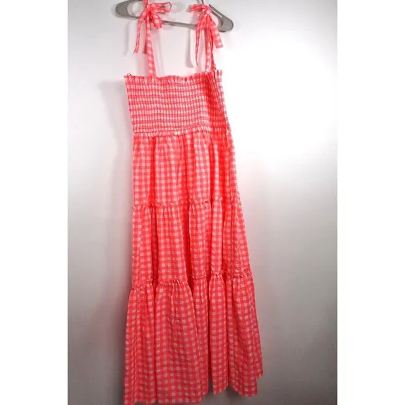 Tuckernuck Pomander Place Electric Pink Gingham Nellie Dress Size XXL NWOT