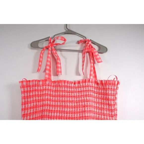 Tuckernuck Pomander Place Electric Pink Gingham Nellie Dress Size XXL NWOT