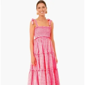 Tuckernuck Pomander Place Electric Pink Gingham Nellie Dress Size XXL NWOT
