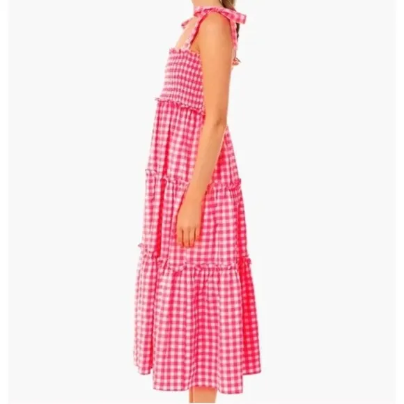 Tuckernuck Pomander Place Electric Pink Gingham Nellie Dress Size XXL NWOT
