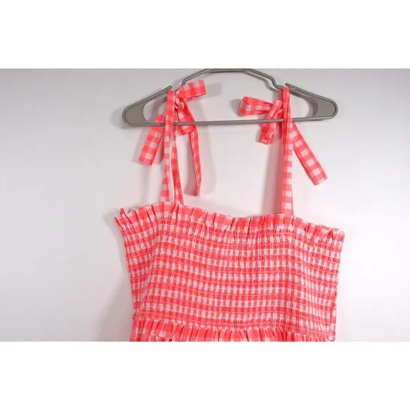 Tuckernuck Pomander Place Electric Pink Gingham Nellie Dress Size XXL NWOT