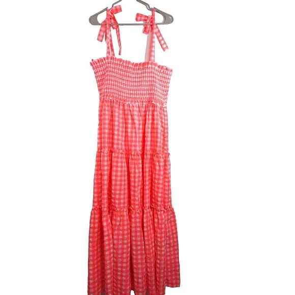 Tuckernuck Pomander Place Electric Pink Gingham Nellie Dress Size XXL NWOT