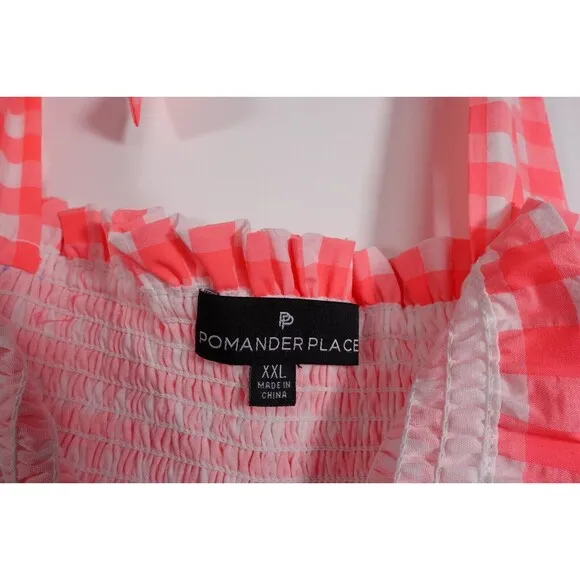 Tuckernuck Pomander Place Electric Pink Gingham Nellie Dress Size XXL NWOT