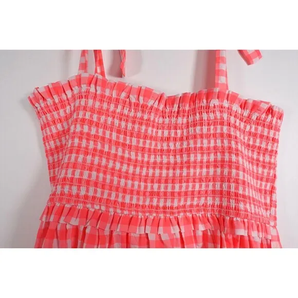 Tuckernuck Pomander Place Electric Pink Gingham Nellie Dress Size XXL NWOT