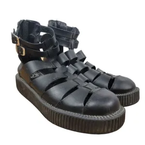 Tukskin Gladiator Viva Low Black Women's Sandals Vegan Goth Platform Size 10